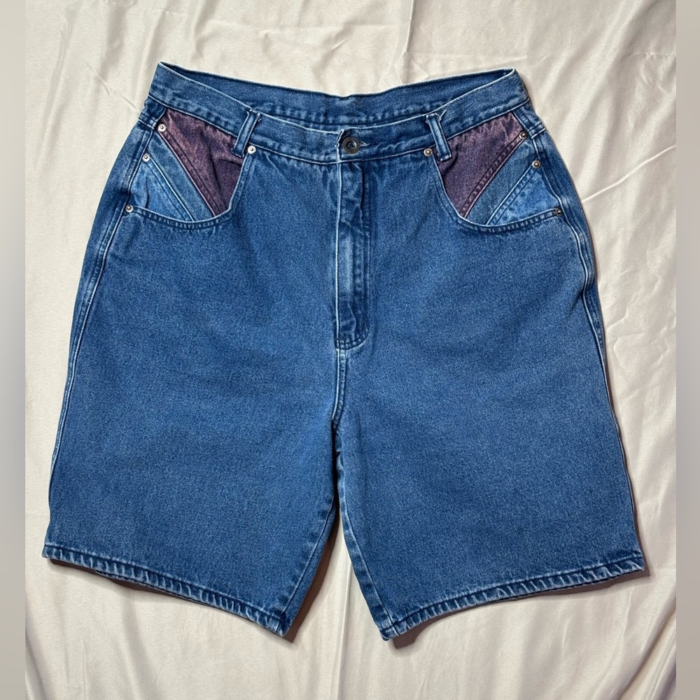 Vintage Blue and Purple Denim Jean Shorts